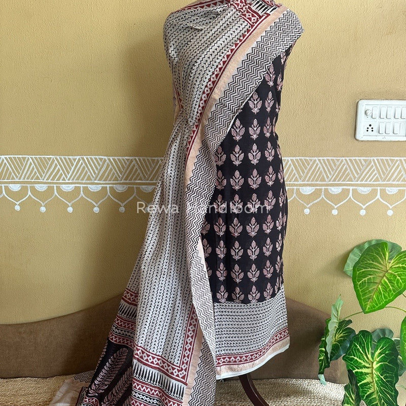 Maheshwari Black Bagh Print Suit BSP0149