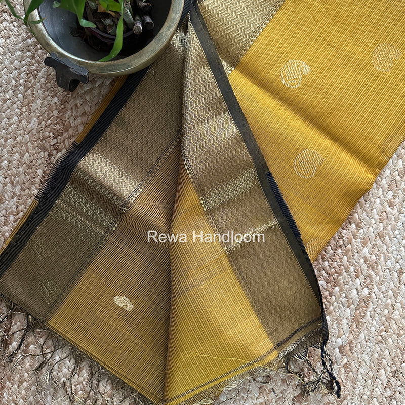 Maheshwari Dark Mustard Tissue Butti Saree TKBS09