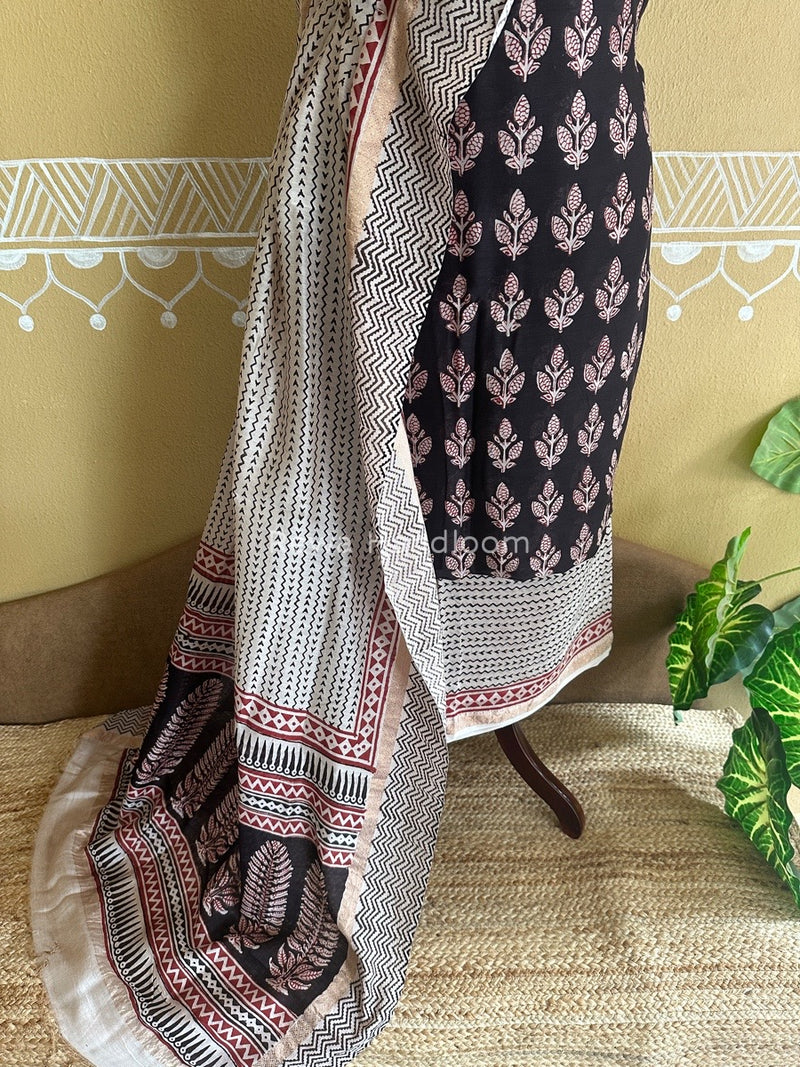 Maheshwari Black Bagh Print Suit BSP0149