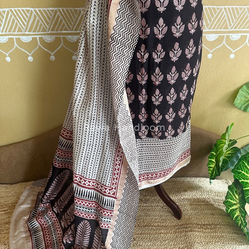 Maheshwari Black Bagh Print Suit BSP0149
