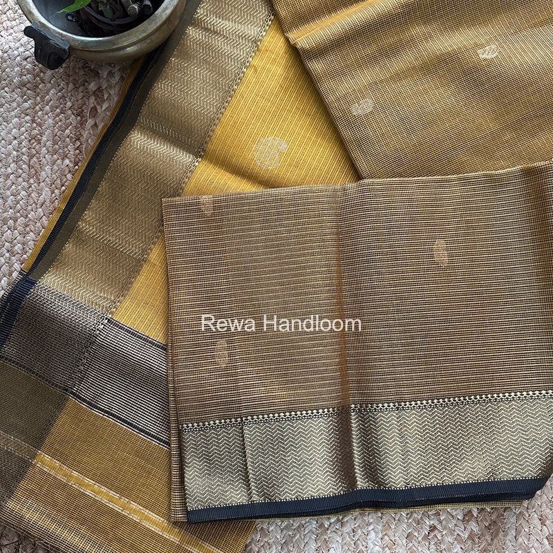 Maheshwari Dark Mustard Tissue Butti Saree TKBS09