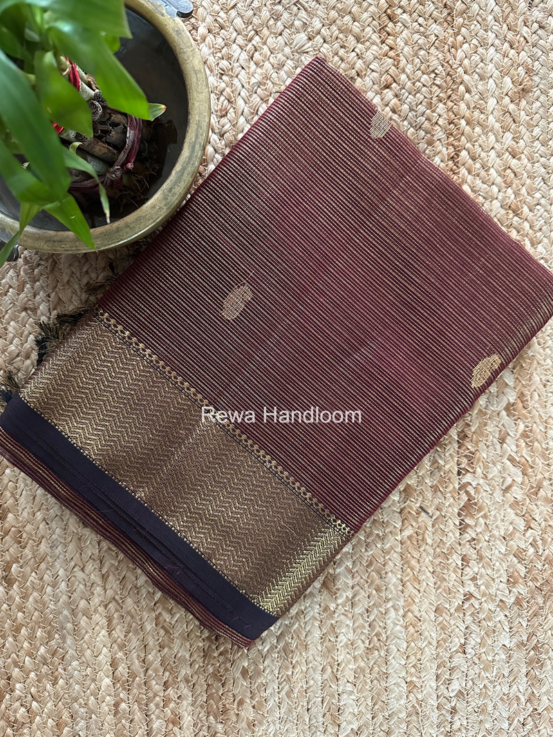 Maheshwari Wine Tissue Butti Saree TKBS01