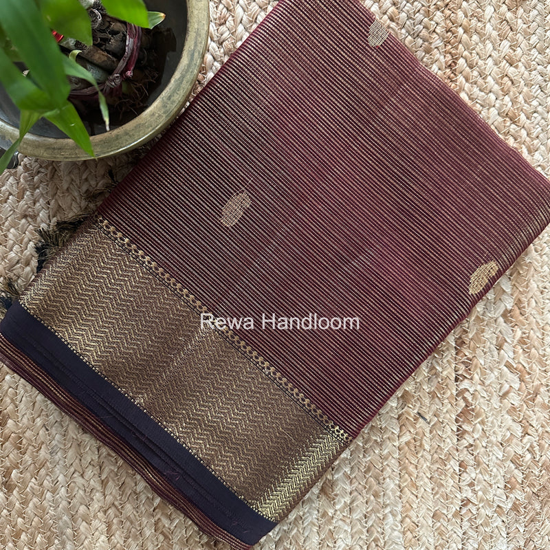 Maheshwari Wine Tissue Butti Saree TKBS01