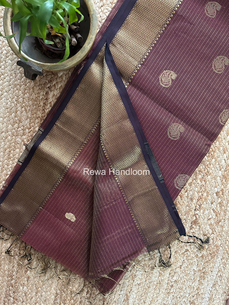 Maheshwari Wine Tissue Butti Saree TKBS01