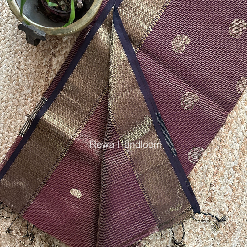Maheshwari Wine Tissue Butti Saree TKBS01