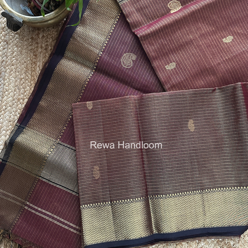 Maheshwari Wine Tissue Butti Saree TKBS01