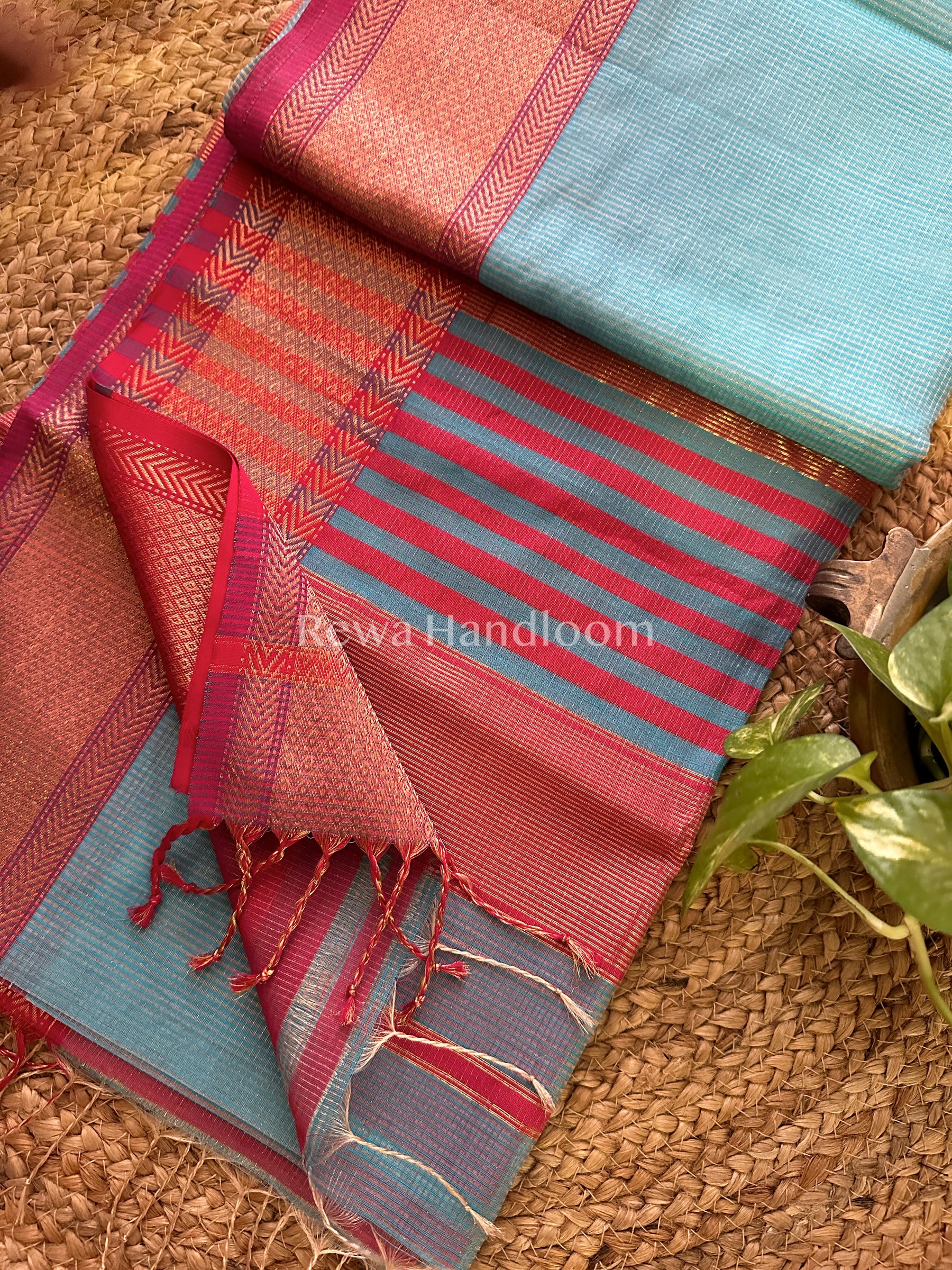 Maheshwari Firozi Tissue Silk Saree-ZTS01