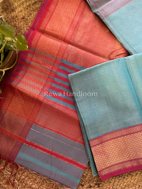 Maheshwari Firozi Tissue Silk Saree-ZTS01