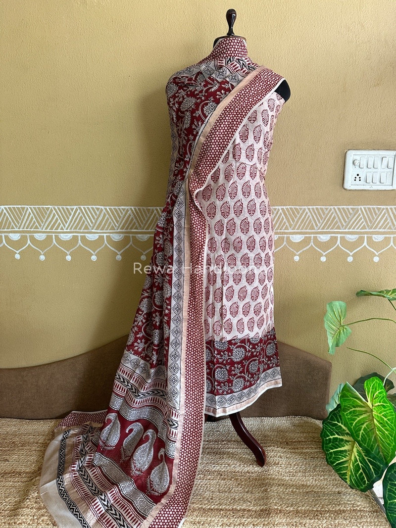 Maheshwari White Bagh Print Suit BSP00129