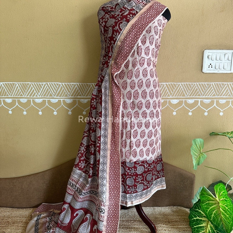 Maheshwari White Bagh Print Suit BSP00129