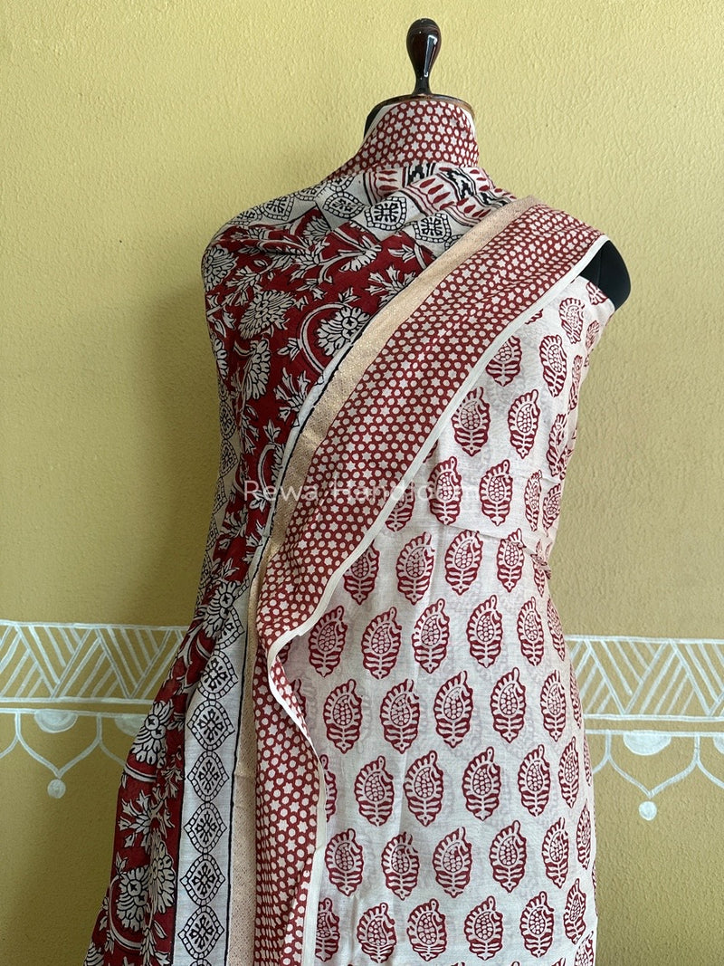 Maheshwari White Bagh Print Suit BSP00129