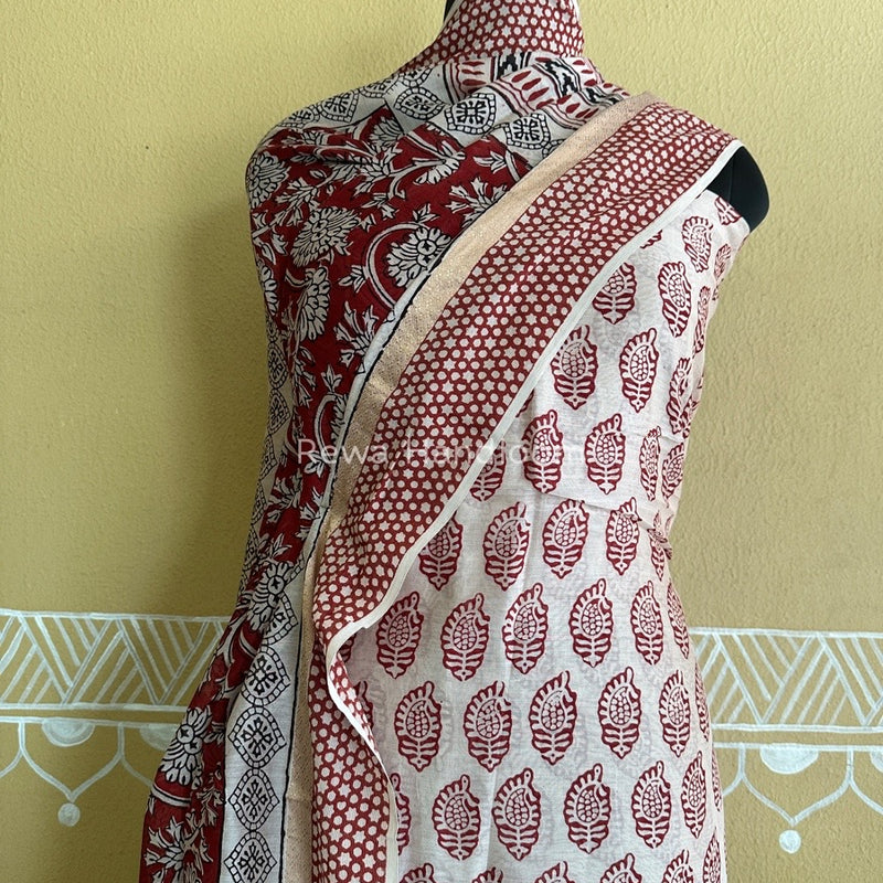 Maheshwari White Bagh Print Suit BSP00129