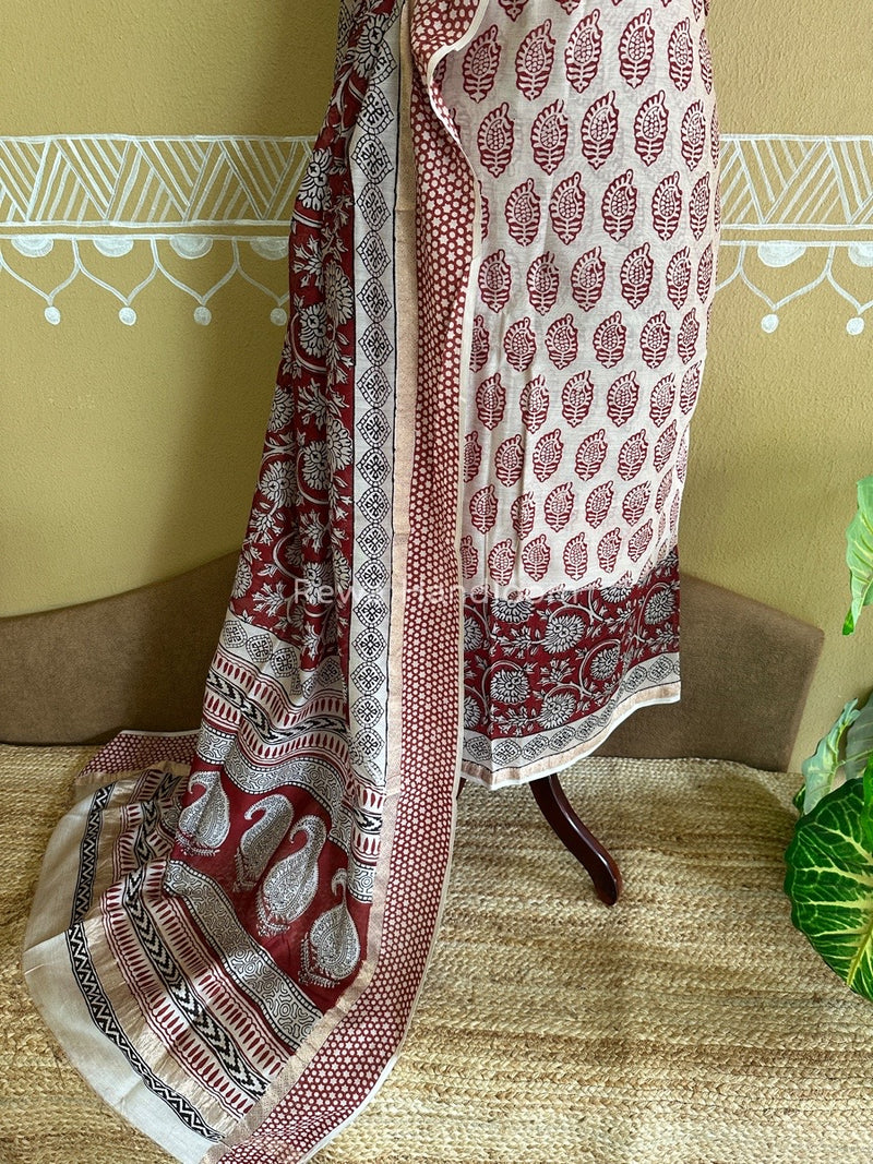 Maheshwari White Bagh Print Suit BSP00129