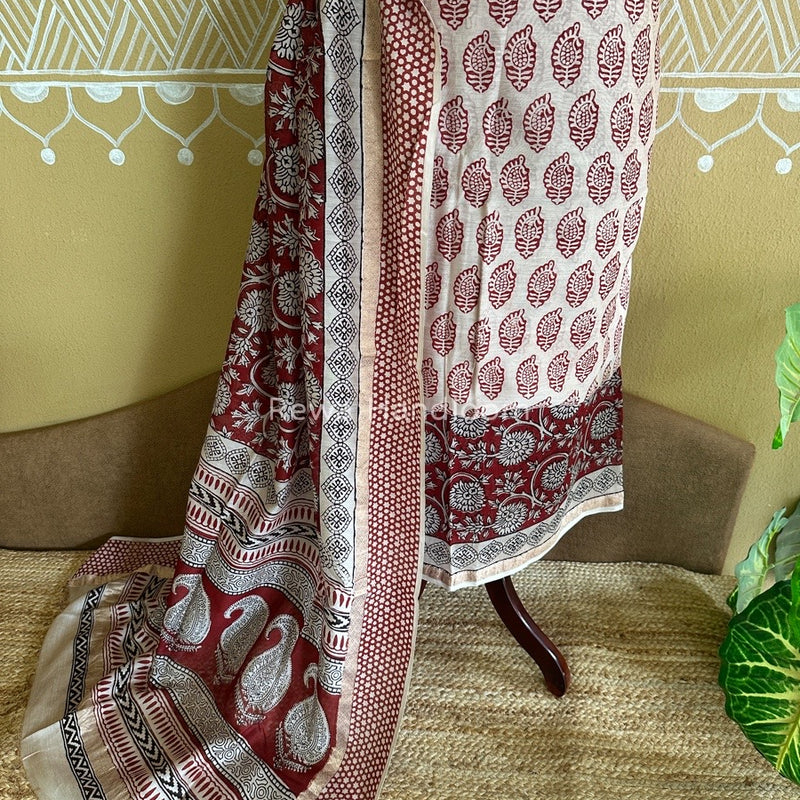 Maheshwari White Bagh Print Suit BSP00129