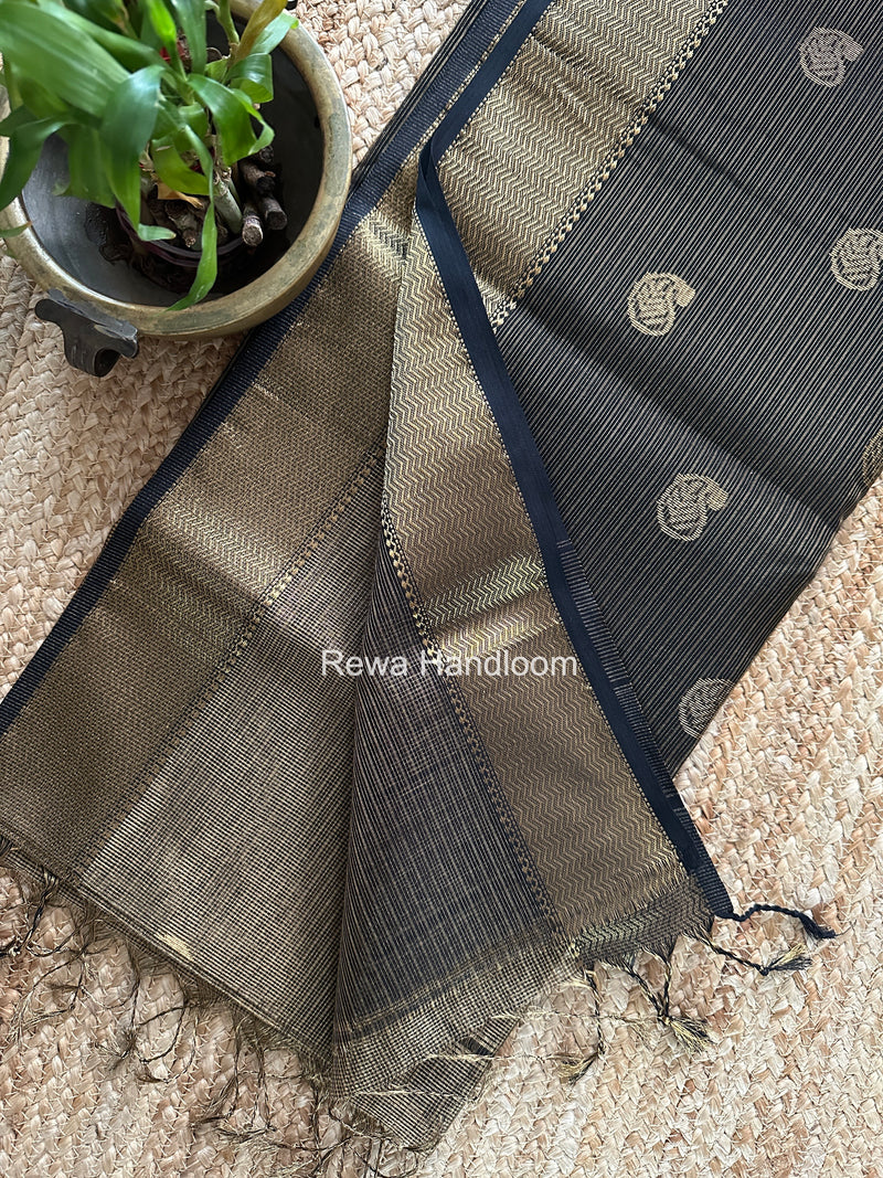 Maheshwari Black Tissue Butti Saree TKBS06