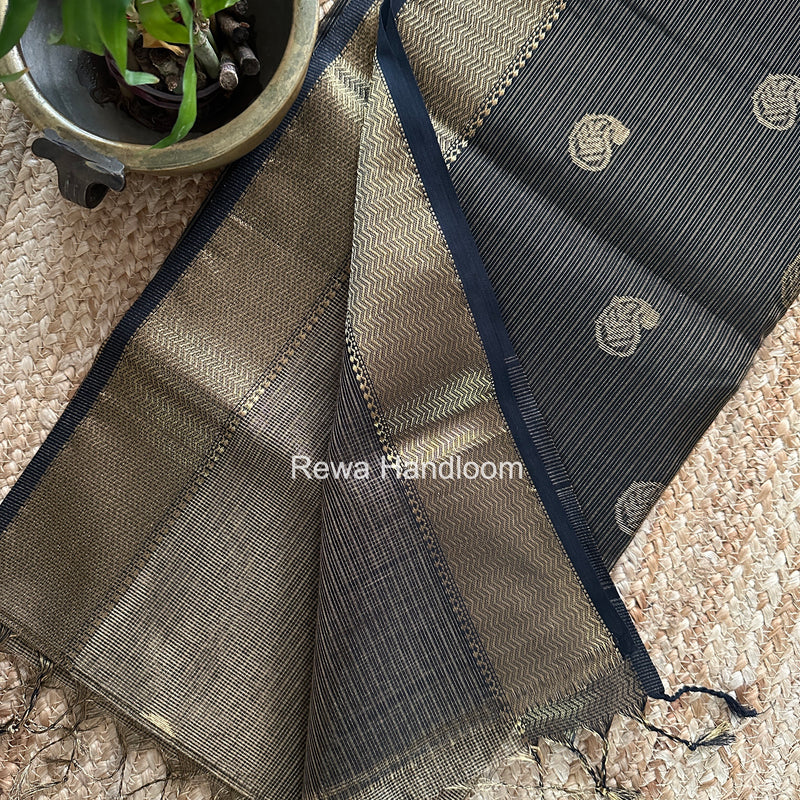 Maheshwari Black Tissue Butti Saree TKBS06