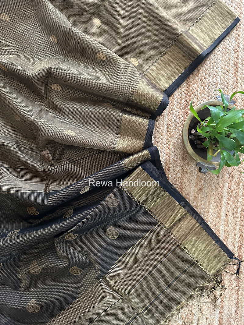 Maheshwari Black Tissue Butti Saree TKBS06
