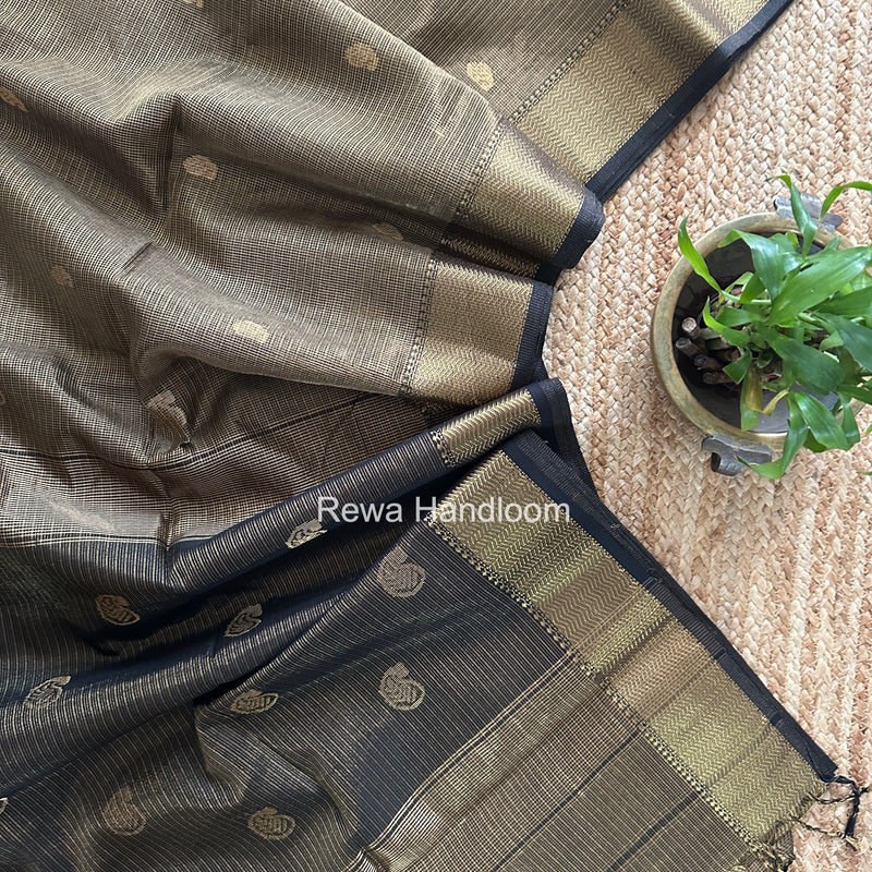 Maheshwari Black Tissue Butti Saree TKBS06