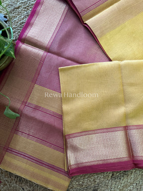 Maheshwari Yellow Tissue Silk Saree-ZTS03