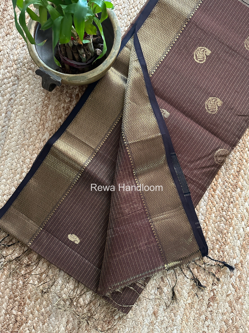 Maheshwari Brown Tissue Butti Saree TKBS05