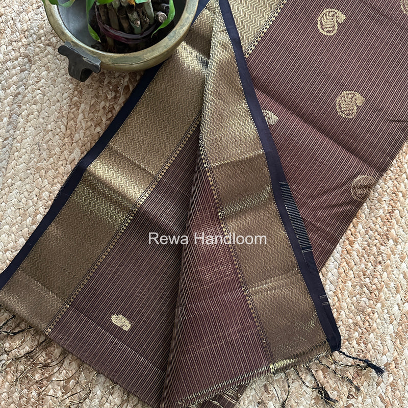 Maheshwari Brown Tissue Butti Saree TKBS05