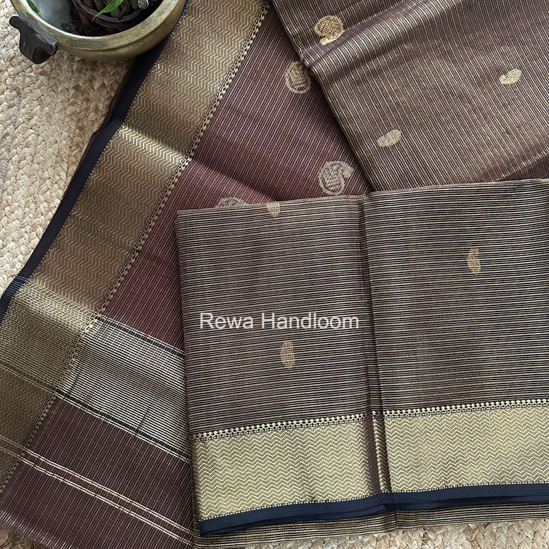 Maheshwari Brown Tissue Butti Saree TKBS05
