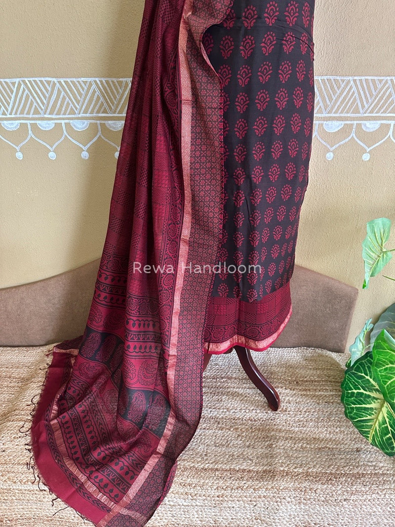 Maheshwari Black Bagh Print Suit BSP0137