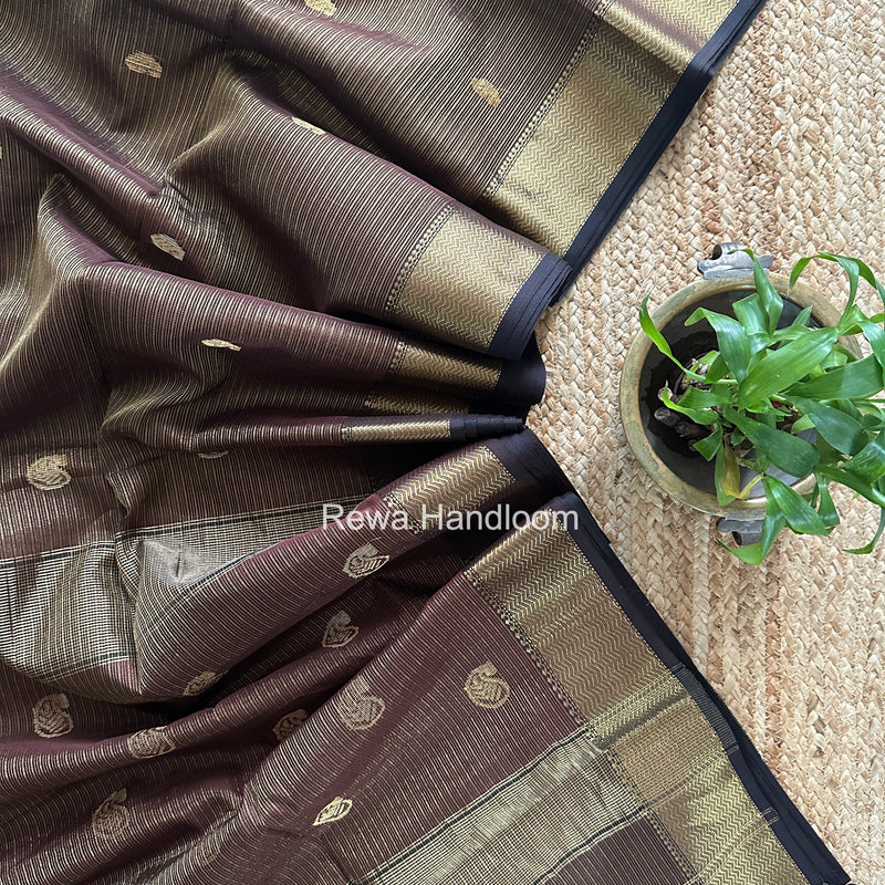 Maheshwari Brown Tissue Butti Saree TKBS05