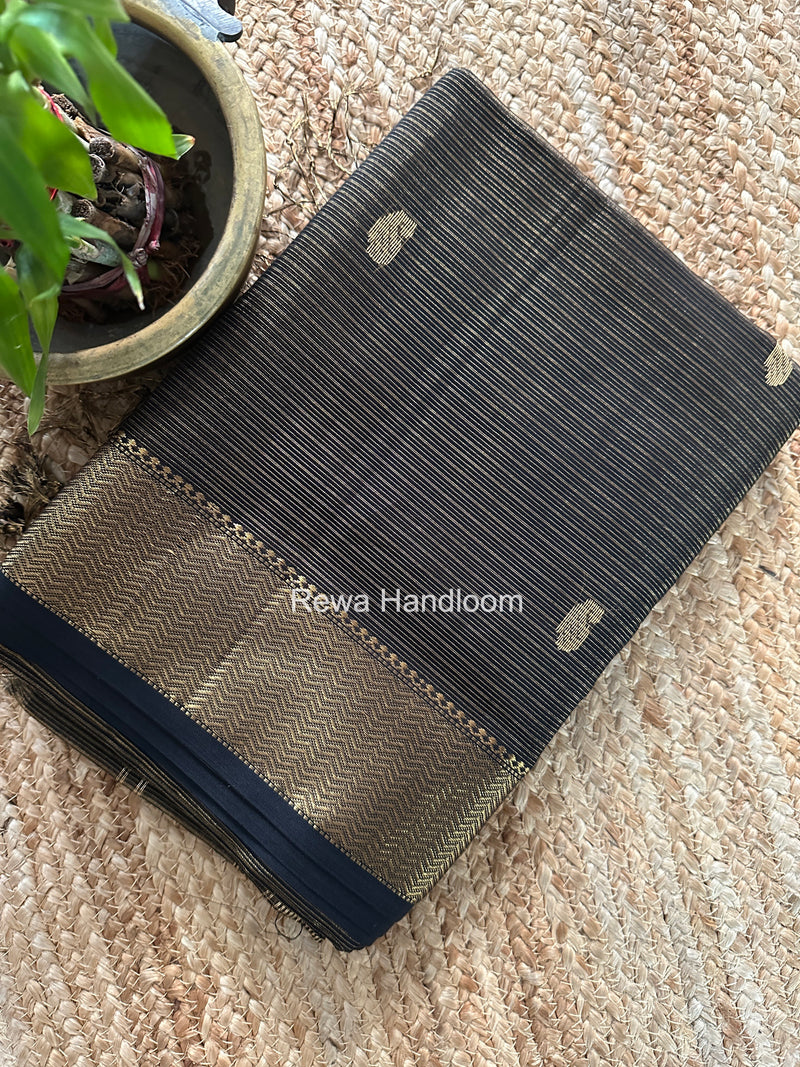 Maheshwari Black Tissue Butti Saree TKBS02