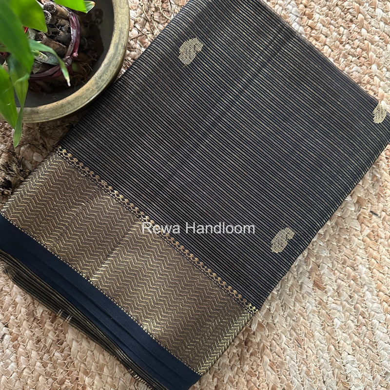 Maheshwari Black Tissue Butti Saree TKBS02