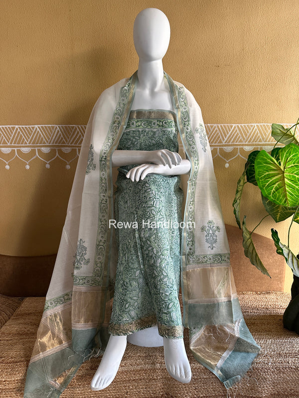 Maheshwari Handblock Print Top-Dupatta Set