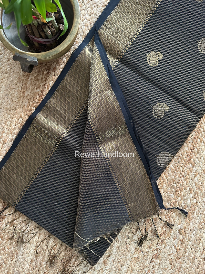 Maheshwari Black Tissue Butti Saree TKBS02