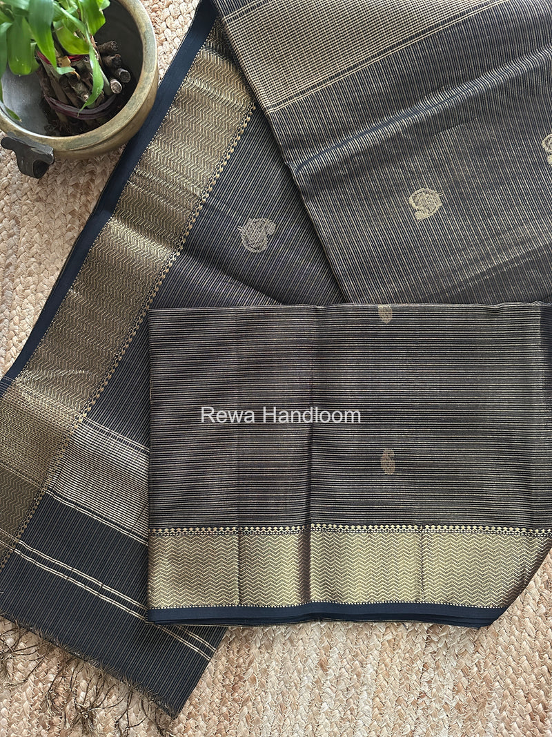 Maheshwari Black Tissue Butti Saree TKBS02