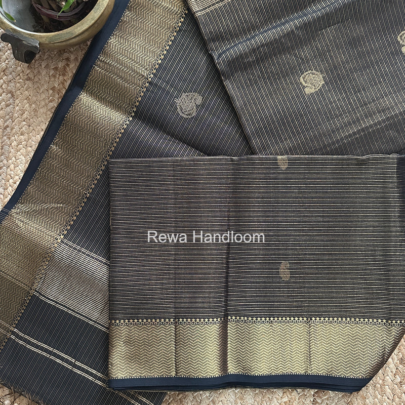 Maheshwari Black Tissue Butti Saree TKBS02