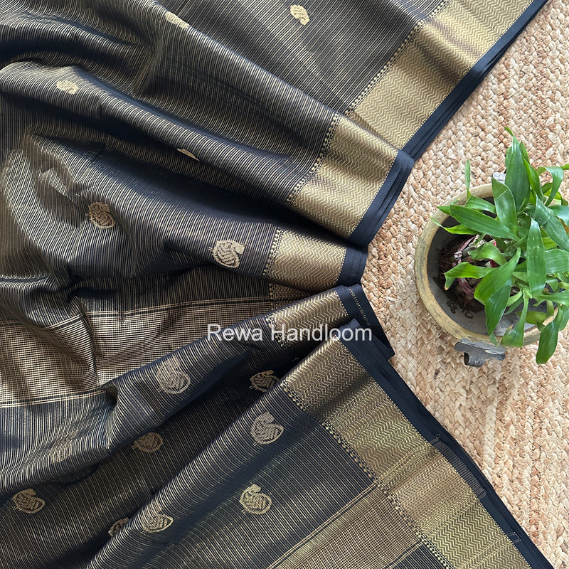 Maheshwari Black Tissue Butti Saree TKBS02