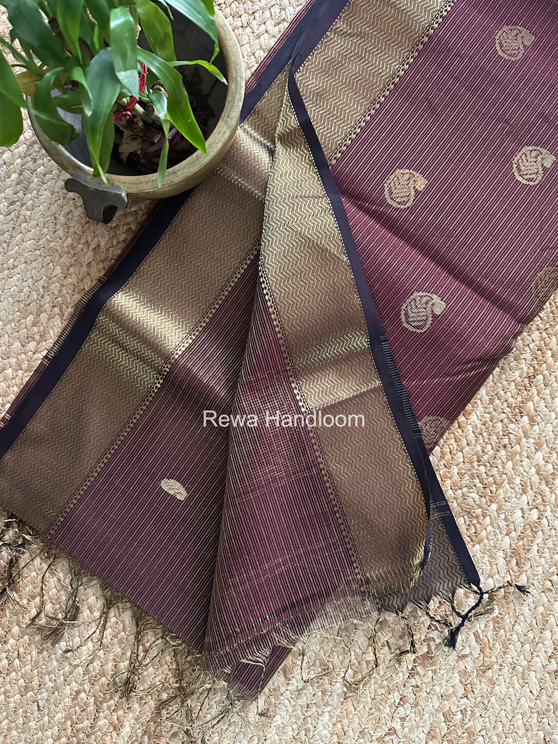 Maheshwari Wine Tissue Butti Saree TKBS08