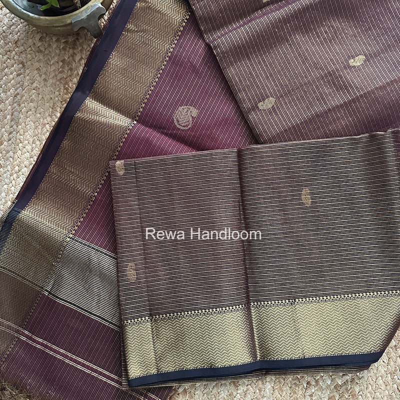 Maheshwari Wine Tissue Butti Saree TKBS08