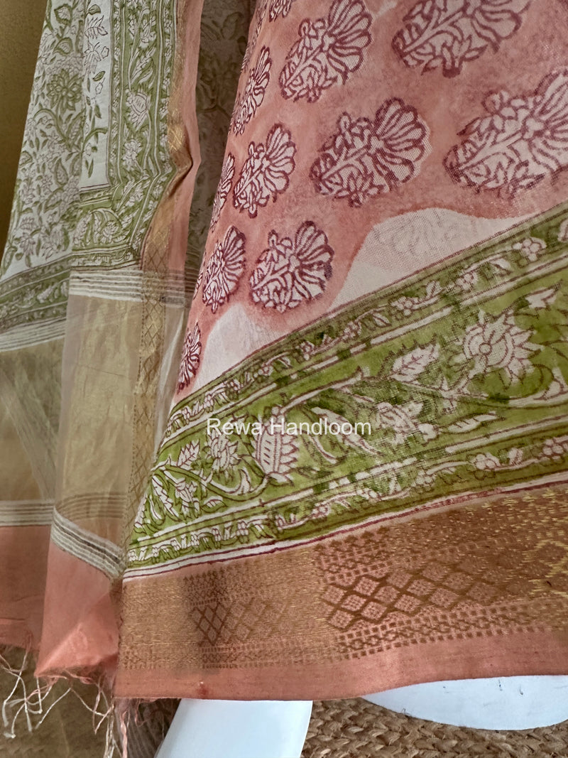 Handblock Print Top-Dupatta Set