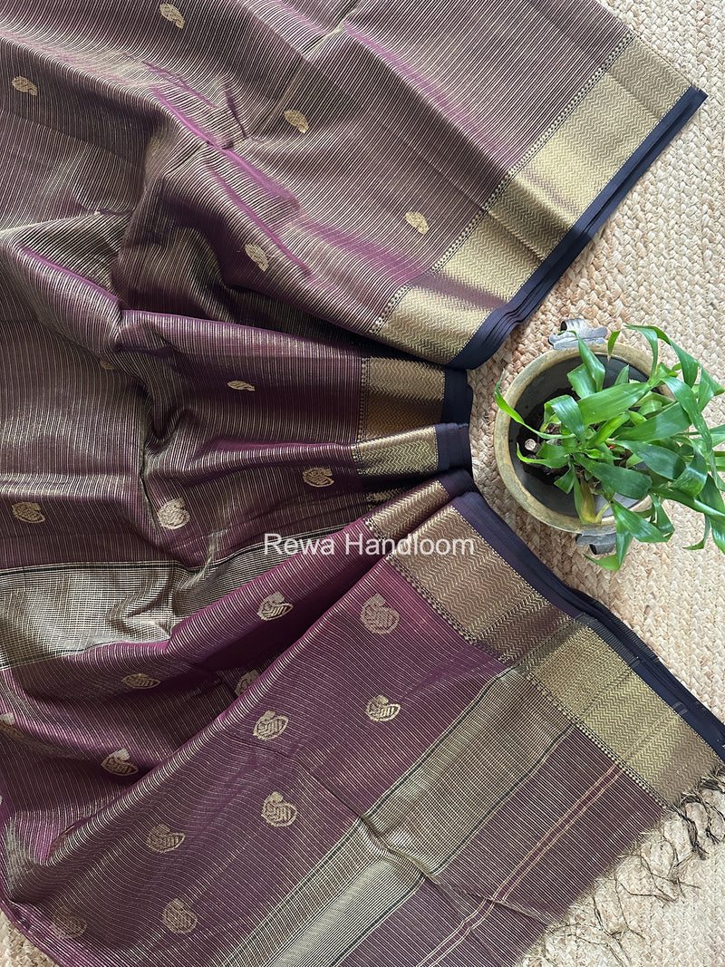 Maheshwari Wine Tissue Butti Saree TKBS08