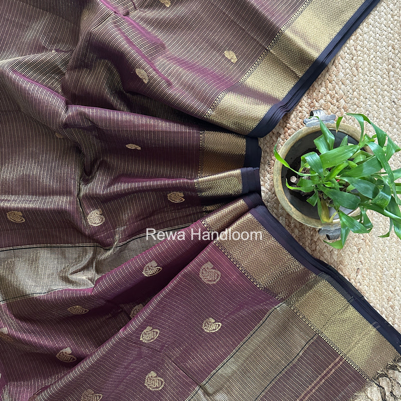 Maheshwari Wine Tissue Butti Saree TKBS08