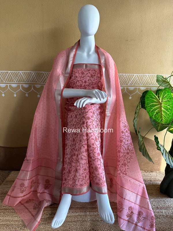 Maheshwari Handblock Print Top-Dupatta Set