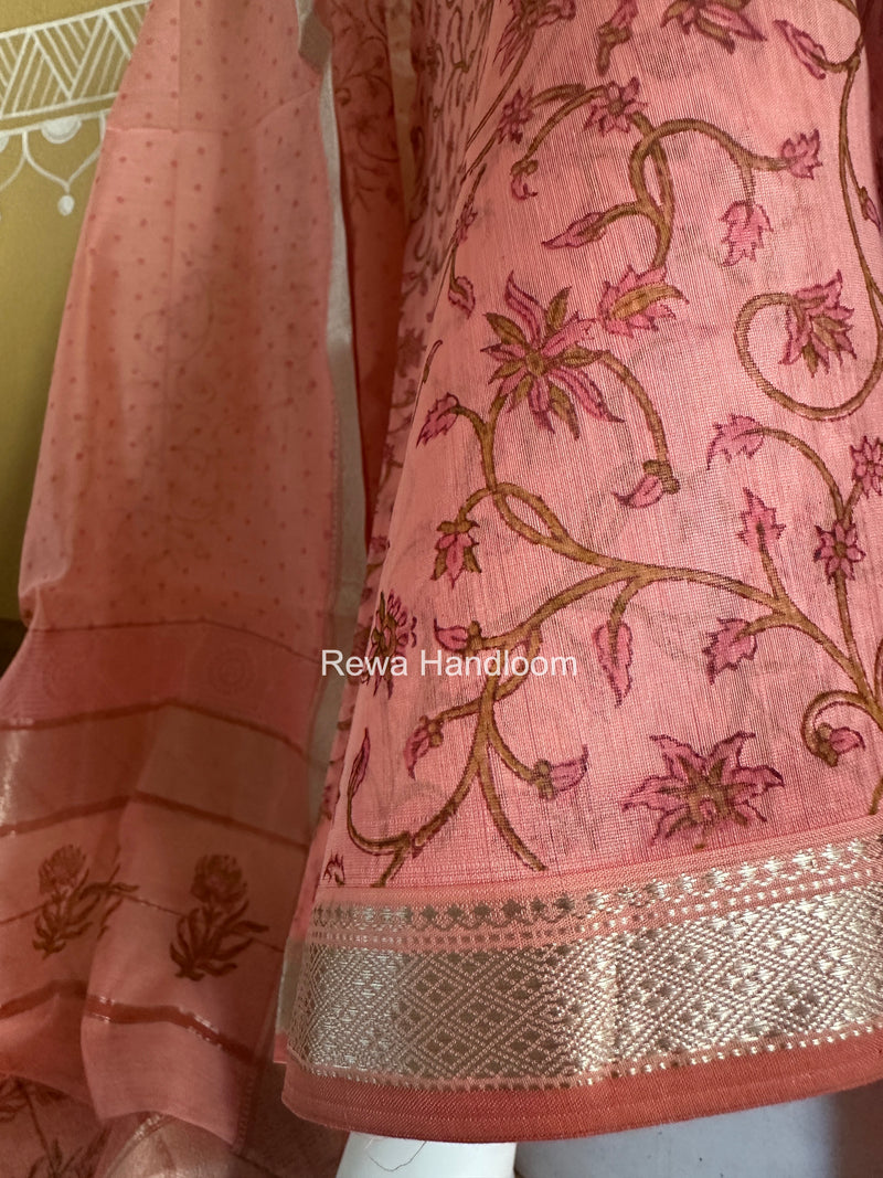 Handblock Print Top-Dupatta Set