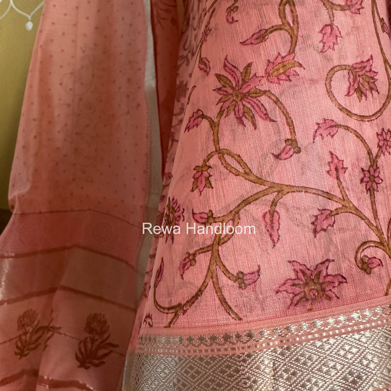 Handblock Print Top-Dupatta Set