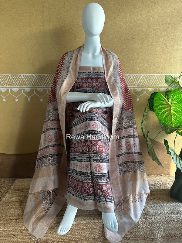Maheshwari Bagh Print Tissue Top-Dupatta Set