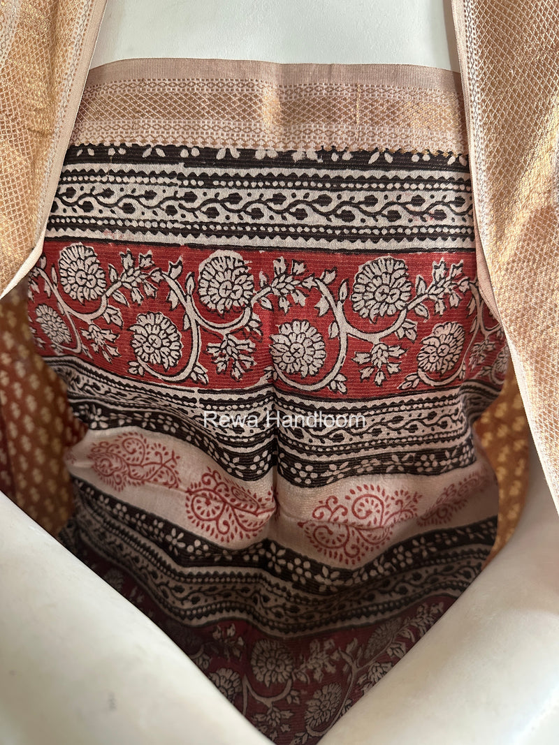 Maheshwari Maroon-White Bagh Print Tissue Top-Dupatta Set BPTS013