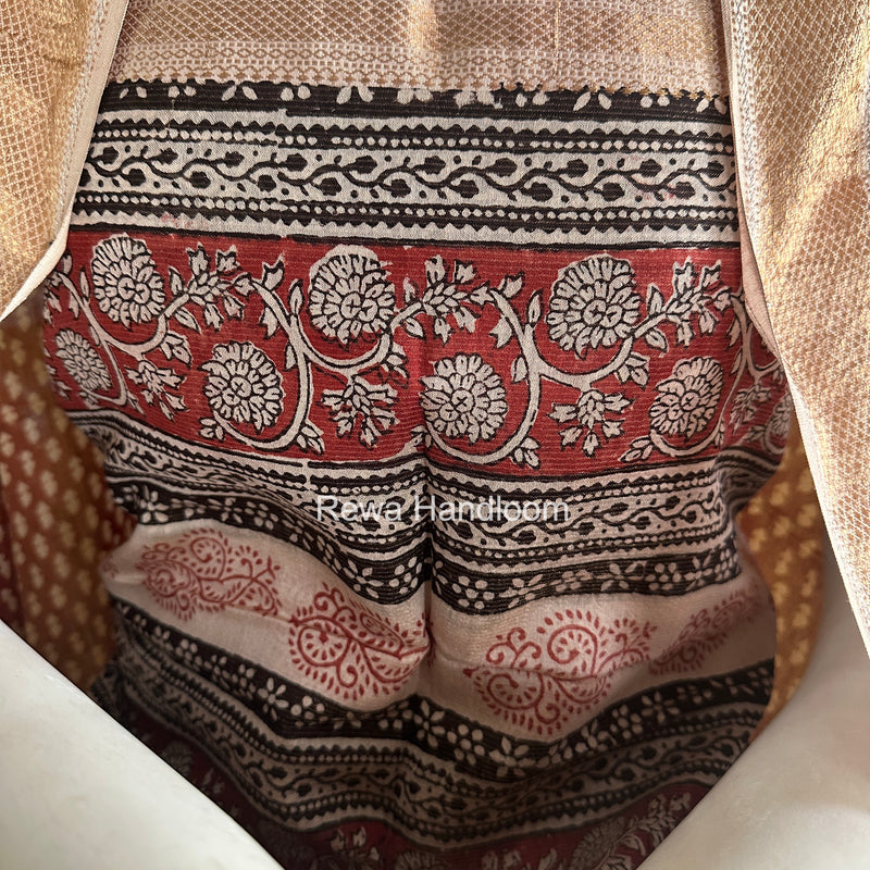 Maheshwari Maroon-White Bagh Print Tissue Top-Dupatta Set BPTS013