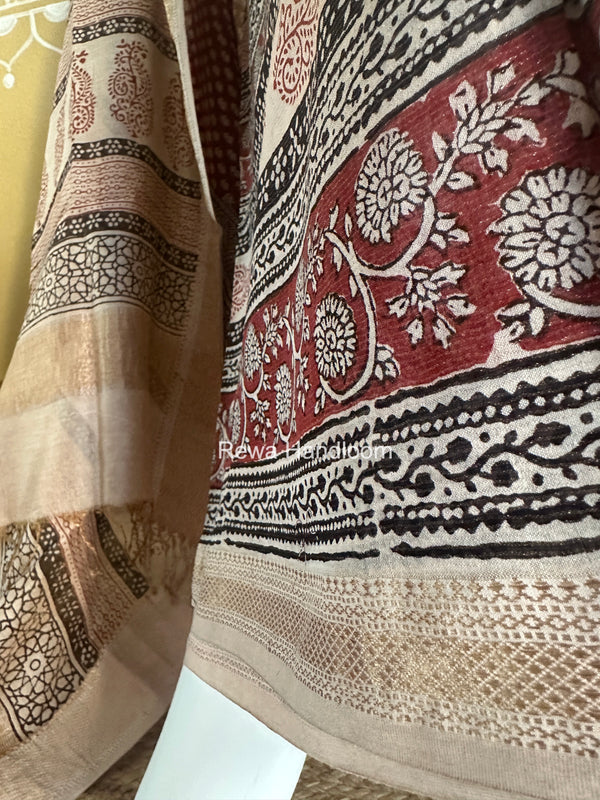 Bagh Print Tissue Top-Dupatta Set