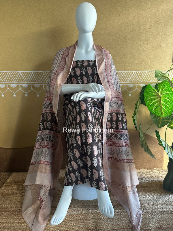Maheshwari Bagh Print Tissue Top-Dupatta Set