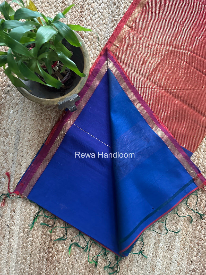 Blue Lining Butti Shaded Maheshwari Saree SBS0132