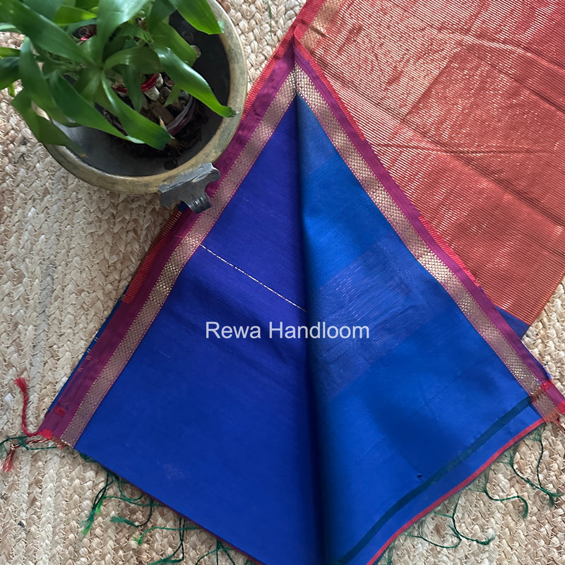Blue Lining Butti Shaded Maheshwari Saree SBS0132